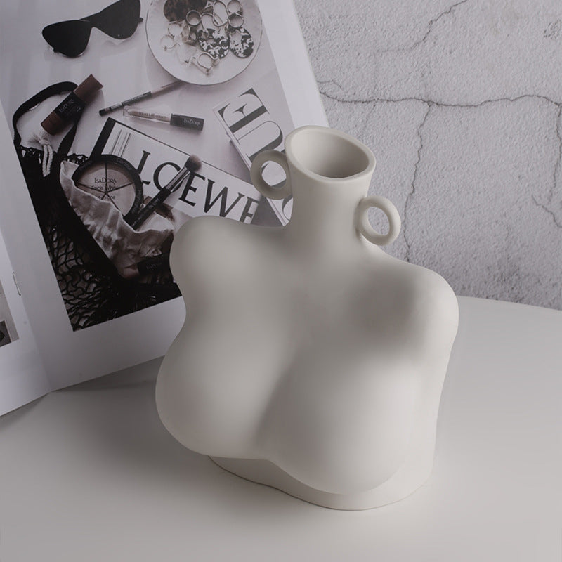 7" Body Shape Ceramic Vase Flora Vase White Small