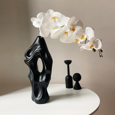 Abstract Style Ceramic Vase Black