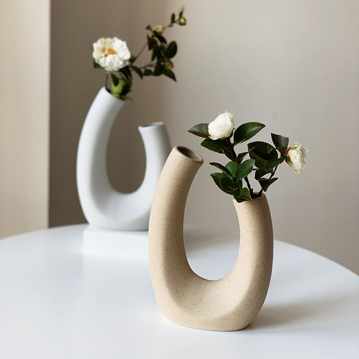 Nordic U Shape Plainn Embryo Ceramic Vase 
